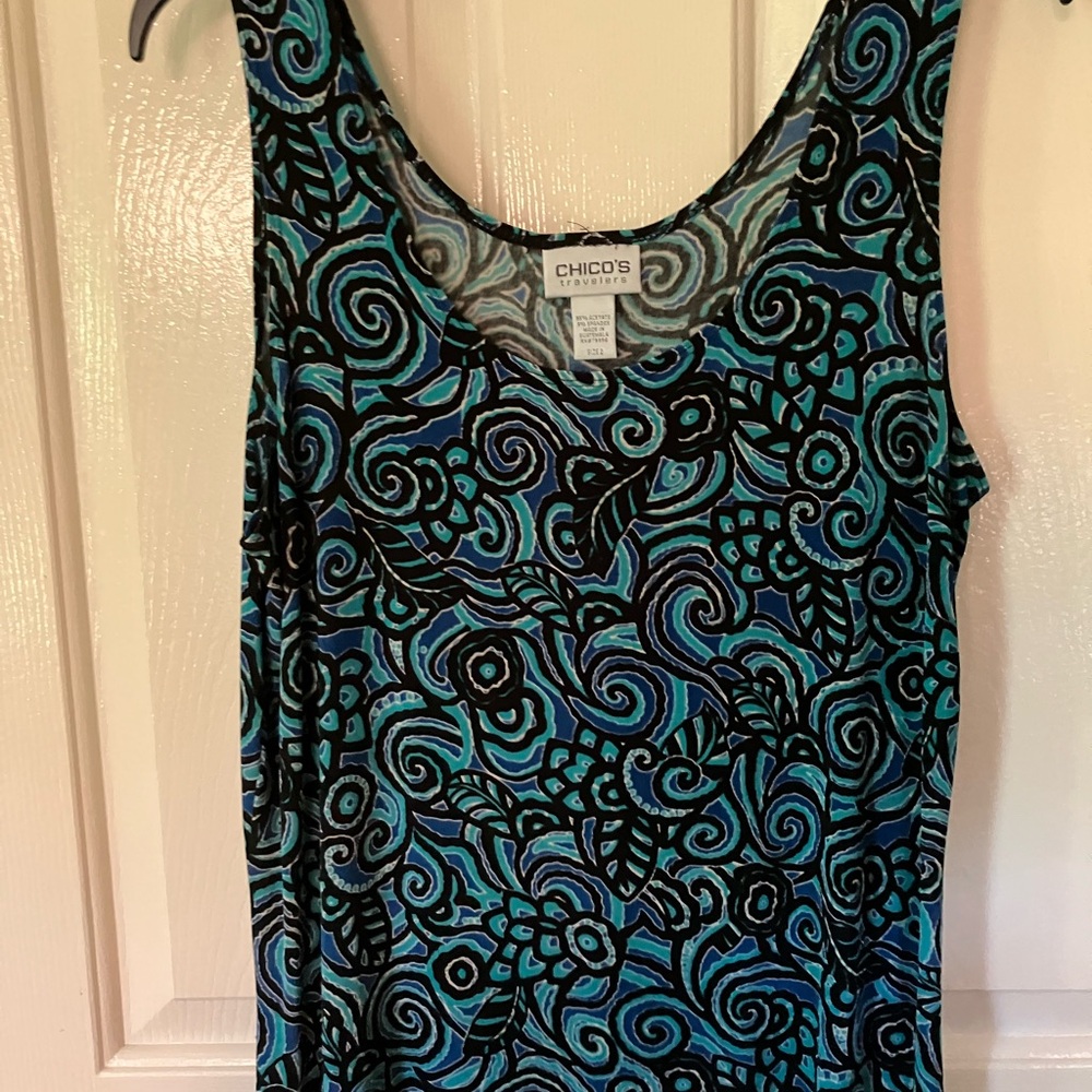 Chico's Swirl Pattern Tank Top in Blue and Black